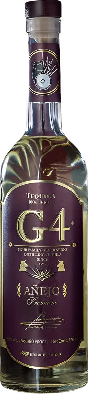 a bottle G4 Tequila Premium Anejo