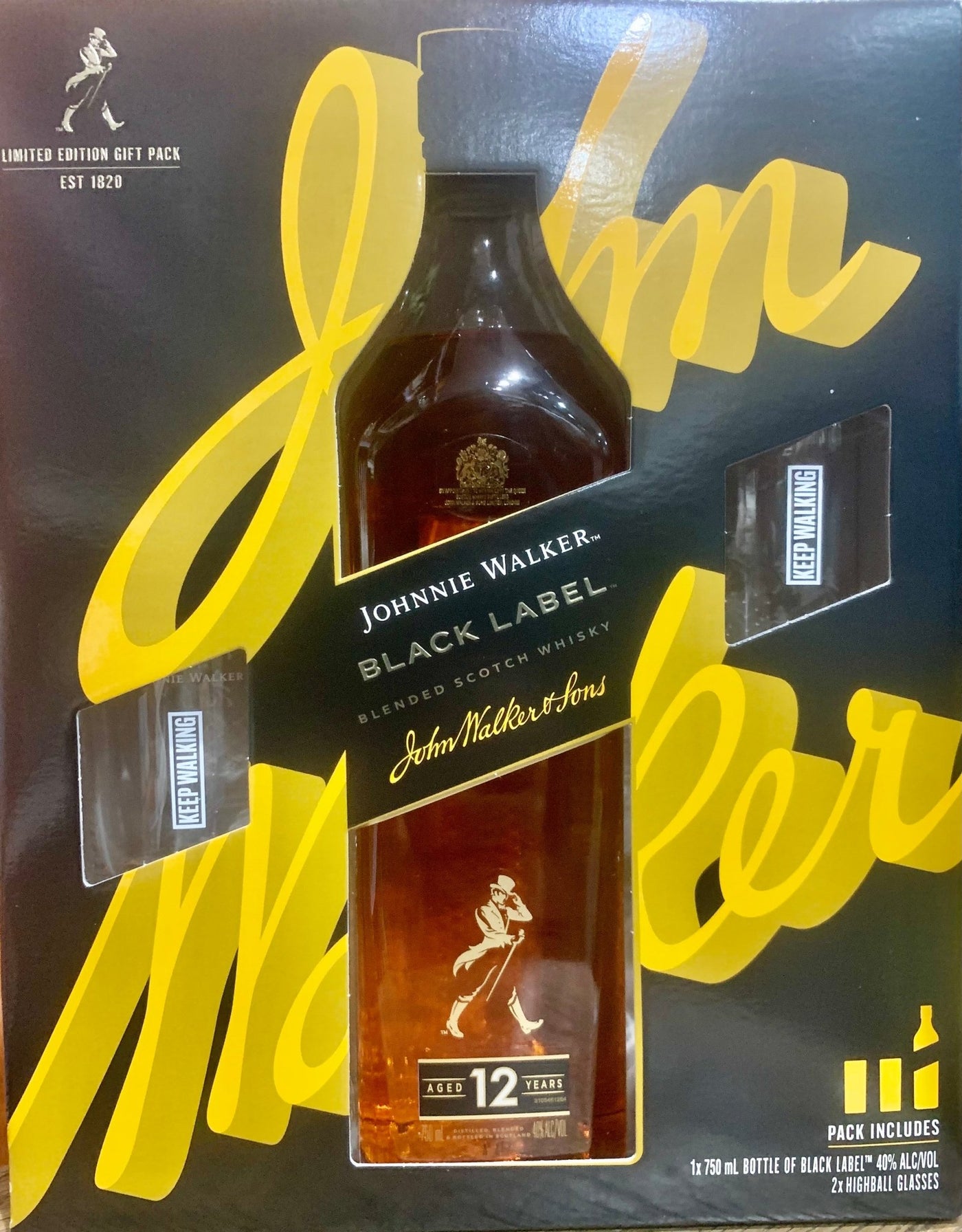 Johnnie Walker Black With 2 Glasses Gift - Bk Wine Depot Corp