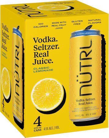 Nutrl Vodka Seltzer Classic Lemonade 4 Pack - Bk Wine Depot Corp