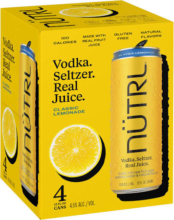 Nutrl Vodka Seltzer Classic Lemonade 4 Pack-bk wine depot corp